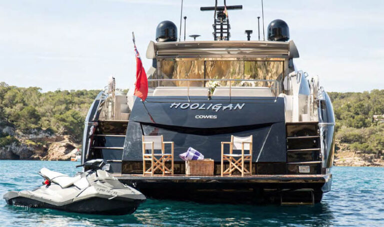 SUNSEEKER-PREADTOR-82-Hooligan-Superyacht-Charter-in-Ibiza_aft-view-with-toys